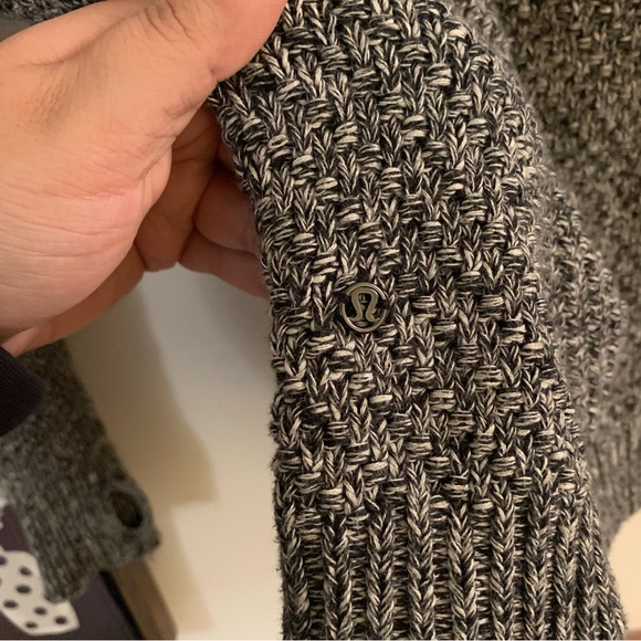 Lululemon Post Practice Cardigan Sweater Gray and Black Knit - Picture 3 of 4